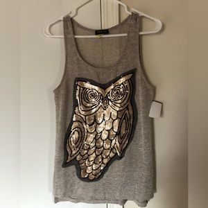 Poetry Embroidered Owl Tank Top